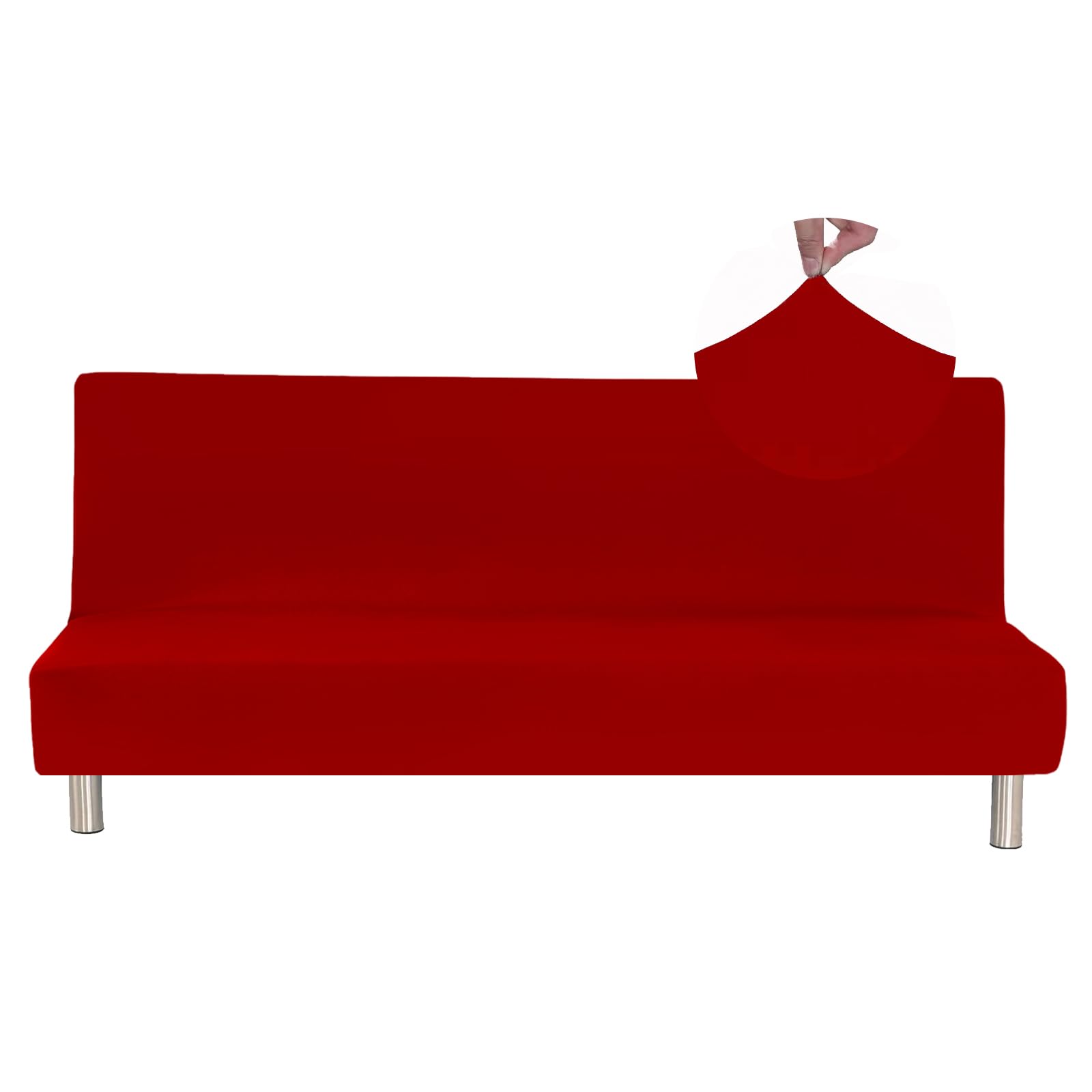 Jaotto Copridivano Clic Clac estensibile a 3 posti, copridivano senza braccio, elastico, copertura per divano in spandex, copertura per divano letto universale, protezione per divano, rosso