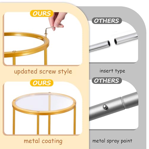 Lynxor LY-PSD02 Cylinder Pedestal Stands For Parties, 3Pcs Height Adjustable Gold Metal Plant Stand Tables For Weddings Cake Pedestal Stand Floor Plant Tables Geometric Display Rack thumb #4
