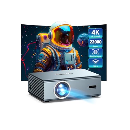 Image of [Electric Focus] 4K Support Projector with WiFi6 and Bluetooth 5.3, Outdoor Projectors for Outside Video Use, OWNKNEW Gaming Movie Proyector, Auto Keystone Correction