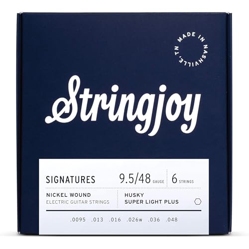 Stringjoy HSK95 Signatures Nickel Wound Guitar Strings, 9.5-48 Husky Super Light Plus Gauge, Electric Guitar Strings for Enhanced Tone, Guitar Strings Electric 6 String Set