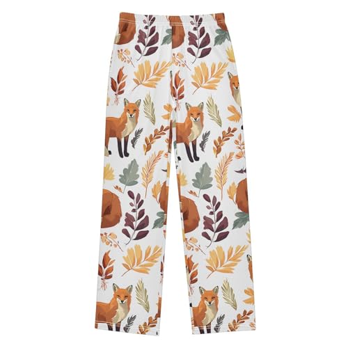 Fox Fall Leaves Pajama Pants Long Sleep Pant Soft PJ Bottoms Sleepwear