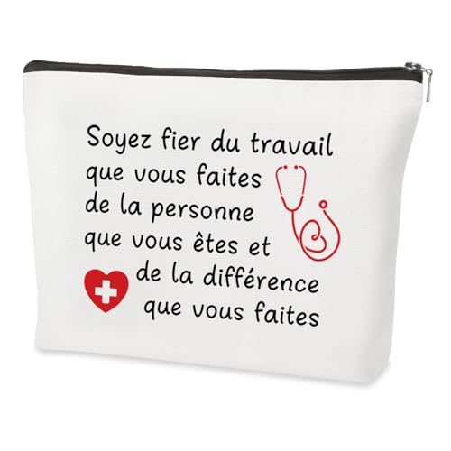 Cadeau Infirmiere Merci Cadeau Fete des Meres Cadeaux Saint Valentin Noel Petits Avent Anniversaire Journée des Infirmières Cadeaux Halloween Paques Original Trousse Maquillage pour Infirmiere