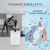 Etui na dowód osobisty z tasiemką i etui na karty z paskiem – zdejmowana okładka na dowód osobisty – z chowanym kołowrotkiem, smycz breakaway i klips – pasek dla nauczyciela, do biura i jako prezent