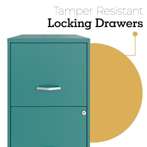Orison 18\" 2 Drawer Mobile Ultra Pedestal SOHO Vertical File Cabinet, Teal