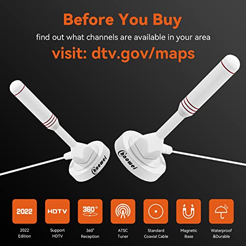 Chaowei Portable Indoor Outdoor Amplified Hdtv Antenna With Signal Booster Amplifier, Magnetic Base,16.5Ft Coax Cable, Up To 120 Miles-Support 4K 1080P Smart Tv And All Equipment With Atsc Tuner #TOP2