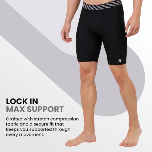 Image of NEVER LOSE Men's Compression Tights for Running, Gym & Sports | Skin Fit Workout Leggings | Quick Dry Stretch Gym Tights for Men | Running Tights | Cricket & Training Base Layer