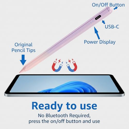 Image of Stylus Pen for iPad 2018-2026, 3X Fast Charging iPad Pencil with Palm Rejection & Tilt Sensitivity, Apple Pencil Alternative No Bluetooth Required Compatible with iPad Pro Air Mini