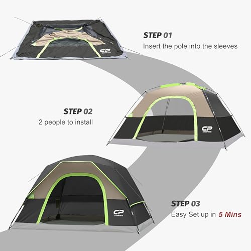 Image of CAMPROS CP Tents for Camping 2 /4 /6 Person, Waterproof Windproof Dome Tent