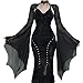 Insgoth Women Rave Sheer Mesh Crop Shrug Top - Bat Bell Long Sleeve Gothic Vampire See Through Evening Dress Fall, Black