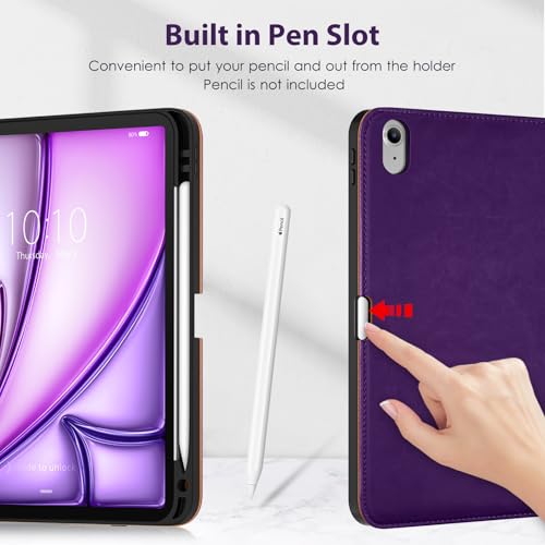 Image of DTTO Keyboard Case for iPad Air 11 Inch M4 /M3 /M2 2026 /2025 /2024, iPad Air 5th /4th Gen 10.9-Inch, 7 Colors Backlit Wireless Detachable Folio Keyboard Cover with Pencil Holder & Pocket, Dark Purple