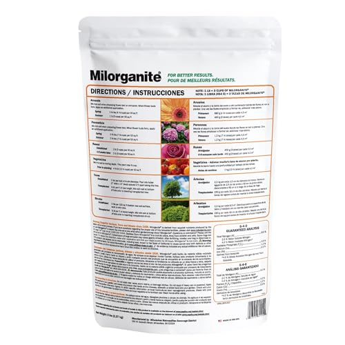 Milorganite All-Purpose Eco-Friendly Slow-Release Nitrogen 6-4-0 Fertilizer, 5 Pound Bag - for Lawns, Flowers and Gardens