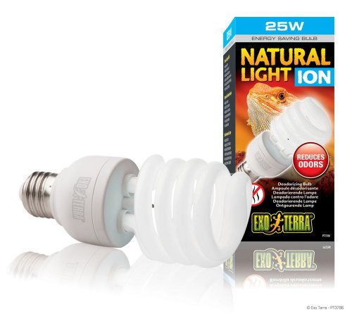 Exo Terra Natural Light Ion, Reptile Terrarium Deodorizing Light Bulb, 25 Watts, PT3786