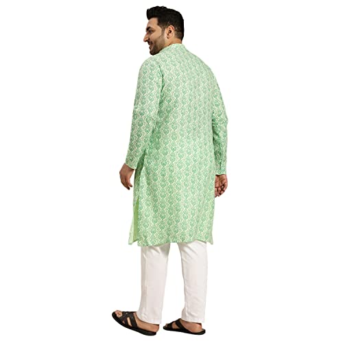 Image of SOJANYA PLUS (Since 1958) Men's Cotton Blend Navy Blue and Black Printed Kurta and White Pyjama Set