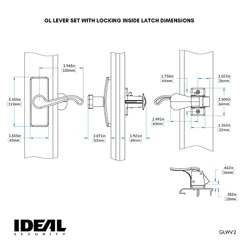 Ideal Security BKGLWV2BB Gl Lever Handle Set For Storm Doors And Screen Doors thumb #4