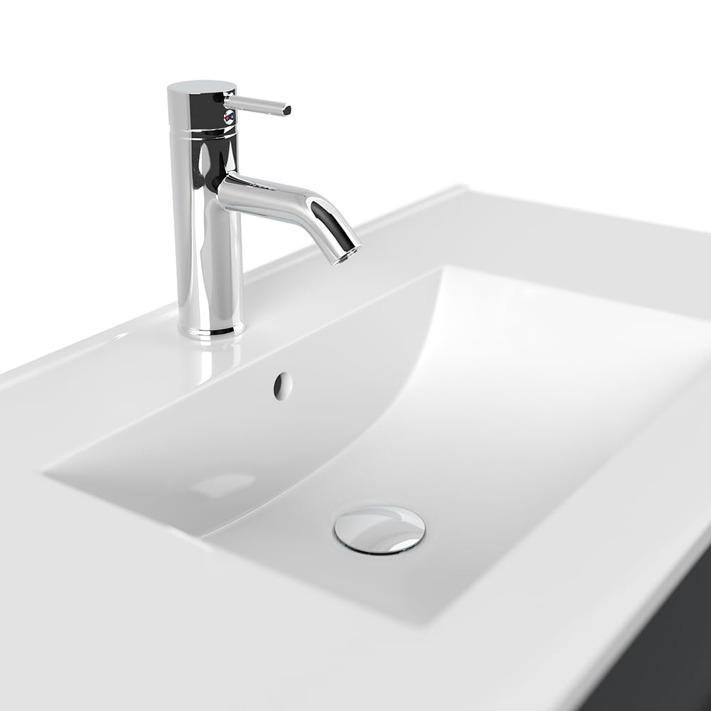 Lomadox Badmöbel Set 2-teilig, Waschtisch 90cm breit mit Waschbecken, in grau inkl. Spiegelschrank