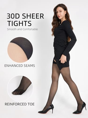 2 Pairs Suspender Pantyhose for Women- 30D Sheer Garter Belt Tights Sexy Suspender Tights Thigh High Stockings3