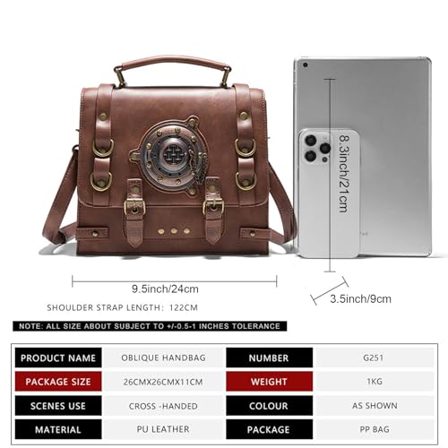 KOTORA Small Crossbody Purse and Handbag Cute Shoulder Bag Retro Steampunk Metal Messenger Brifcase Costume Cosplay Accessory3