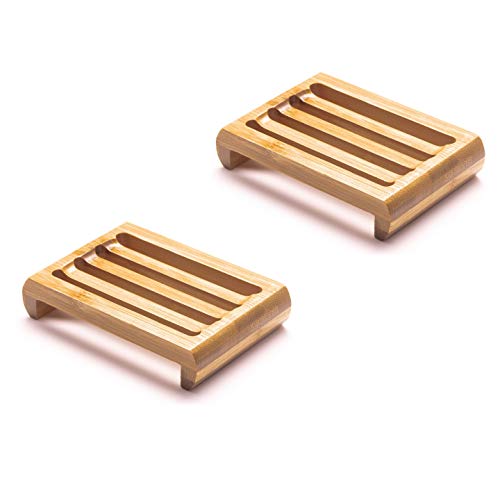 Porte-savon en bambou | Porte-savon en bambou | 11 cm x 7,5 cm | Produit écologique, cadeau respectueux de l'environnement (2)