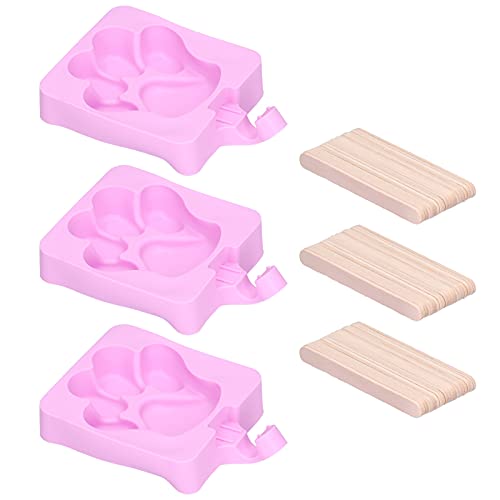 Ice Cream Mold Silicone Cake Ice Bar Making Mold Cute Cat Claw Design High Low Temperature for Homemade Ice Cream Kitchen Tool 3Pcs Set