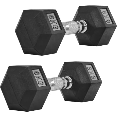 Yaheetech Hex Dumbbells Set with Work Guide 2x6kg