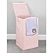 mDesign Large Upright Single Laundry Hamper Basket with Hinged Lid and Handles - Portable and Foldable for Compact Storage in Baby Nursery, Kid Bedroom, Playroom - Pink/White Polka Dots