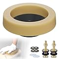 Hibbent Extra Thick Toilet Wax Ring Replacement Kit, Universal Toilet Seal Ring with Brass Toilet Floor Bolts and Retainer Washers, PE Flange Fits 3 Inch and 4 Inch Drain Pipes