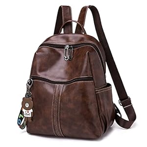 BAGZY Dames Rugzak Mode Portemonnee Schoudertas Casual Schooltassen Anti-diefstal Lederen Rugzak Lichtgewicht Waterdichte Reisrugzak Voor Dames Meisjes Bruin