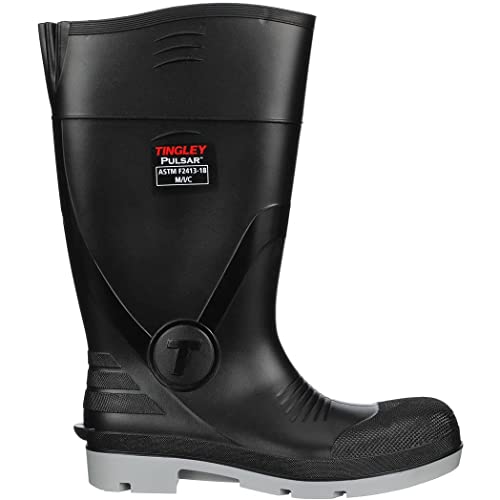 Tingley Pulsar 43251 PVC Safety Toe Knee Boot, Mens 7 / Womens 9, Gray/Black