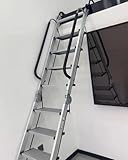Escalera Litera Escalera Compacta de Aluminio para Acceso Al Ático, Escalera Plegable y Portátil para El Ático con Patas Antideslizantes y Ganchos(Silver,13 Steps - 375cm (12.3ft))