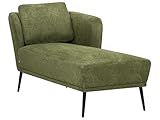 Beliani Chaiselongue Stoffbezug dunkelgrün Links mit Armlehne Kissen Metallfüße Artheze