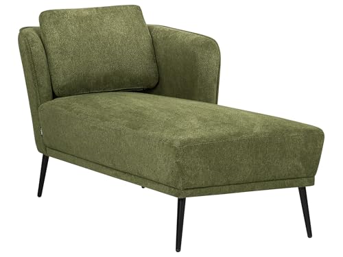 Beliani Chaiselongue Stoffbezug dunkelgrün Links mit Armlehne Kissen Metallfüße Artheze