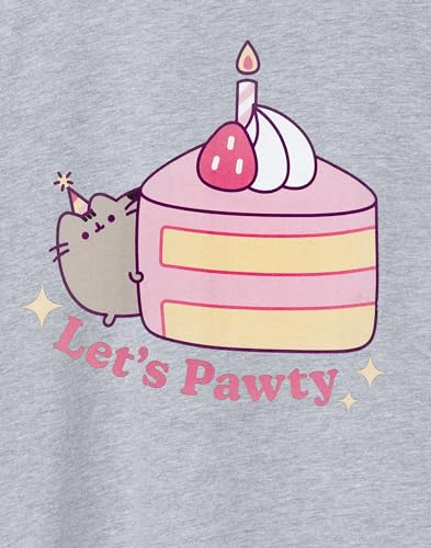 Pusheen Girls Party T-Shirt Lets Pawty Birthday Cake Tee Cute Kitty Short Sleeve Teen Top Cat Apparel Adorable Merchandise3