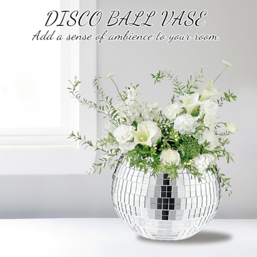 Image of Mirrored Disco Ball Planter,2 Pcs Disco Ball Vase,4.4 x 6 Inch