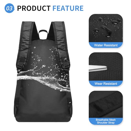Hiking Daypack Packable, Camping Backpack Water Resistant Lightweight Polyester for Men Women Travel Outdoor - Image 5
