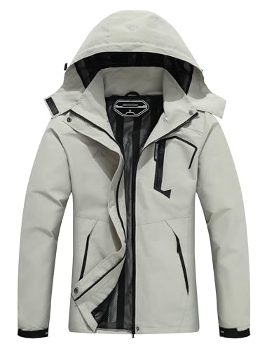 Women's Waterproof Lightweight Rain Jacket Windproof Breathable Trench Coat Detachable Hood Raincoats Outdoor Hiking Jacket