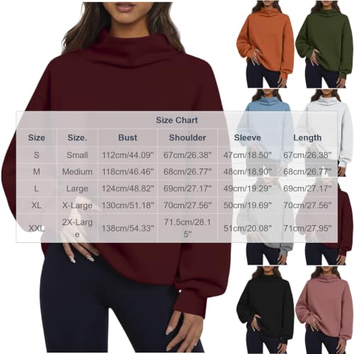 Cethrio Mock Neck Hoodie Mock Neck Sweatshirt Women Oversized Pullover Long Sleeve Fall active Tops Womens Fall Tops 2026 Sudadera Para Mujer Women Capsule Wardrobe Wine - image 4