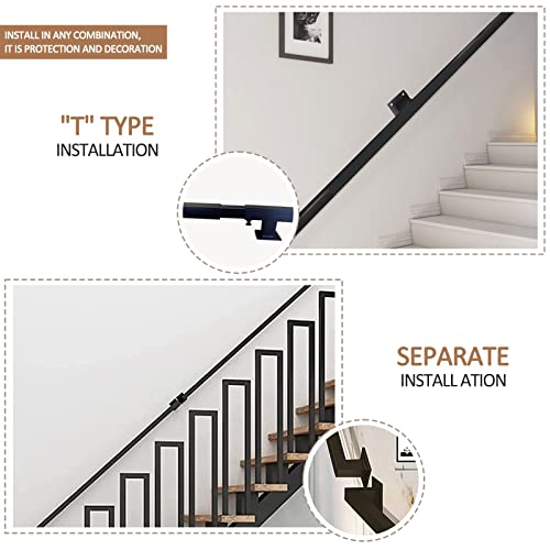 Elegante corrimano di Sicurezza Nero da Parete per Scale - 1 m in Tubo di Ferro per Uso Interno/Esterno - Supporto Resistente per l'arredamento della casa e la Sicurezza delle scal