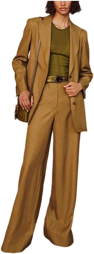Women Single Breasted Oversized Blazer Wide Leg Pants Loose Casual Daily Office Wear
