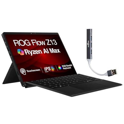 Image of ASUS ROG Flow Z13 AI Gaming 2-in-1 Laptop 13.4 inch Touchscreen IPS WQXGA Display (AMD Ryzen AI Max+ 395, 64GB LPDDR5X, 2TB M.2 PCIe SSD, RGB KB, WiFi 7, Webcam, Win 11 Pro) w /DKZ USB Port Expander