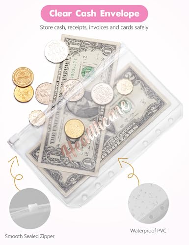 Image of A6 Budget Binder for Money Saving, PU Leather Budget Planner with 8 Cash Envelopes, Budget Sheets & Rose Gold Category Stickers, Money Organizer for Cash (Pink Leopard)