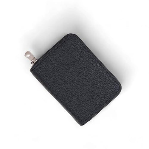 Image of 9 Slot RFID Genuine Leather Credit Debit Card Holder Wallet Money Zipper Coin Purse for Men & Women (Black 2)