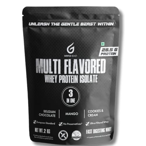 Image of Gentle Beast Multi-Flavored 100% Whey Protein Isolate | Europe Imported | Gluten & Hormone Free | 28.5g Protein 5.9g BCAA (2Kg)