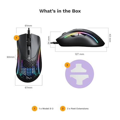 GLORIOUS Gaming Model D 2 Wired Gaming Mouse - Superlight 58g, 26K Optical Sensor, 6 Programmable Buttons, Ergonomic, 80 Million Click Lifecycle, FPS, MMO, MOBA, Battle Royale - Black - Image 8
