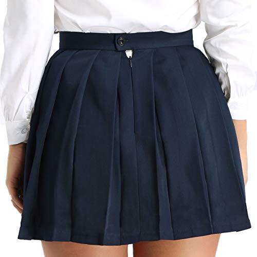 YiZYiF Women's High Waisted Casual Dress Girls School Uniforms Solid Pleated Mini Skirt4
