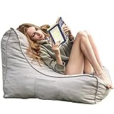 DHMAKER Memory Foam Bean Bag Chair, Shredded Foam Lounge Chair with Soft Cotton & Linen Fabric Cover