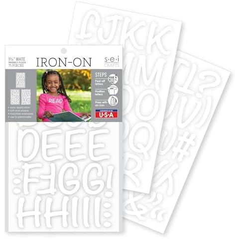 S.E.I 1.75-Inch Iron-on T-shirt Numbers, Friendly Number Flock Heat Transfers, White Cover
