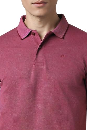 Image of Peter England Men's Premium Branded Regular Fit Half Sleeve Polo T-Shirt | Cotton Rich | Birds Eye Interlock Weave| No Pocket