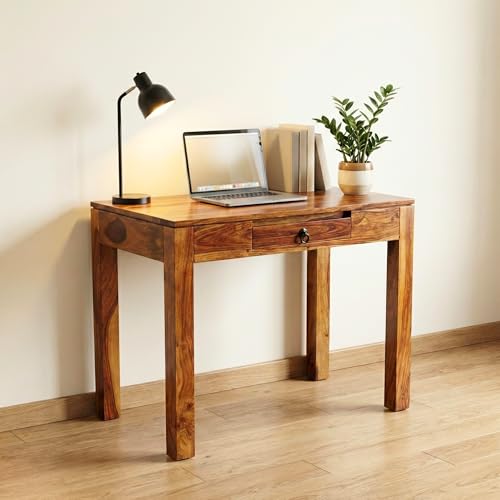Image of SONA ART & CRAFTS Calara Solid Sheesham Wooden Study Table | Study Table for Students with 1- Drawer Storage | Office Table for Home Writing Office Computer Desk (Natural Finish)