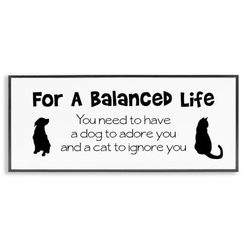 Balanced Cat Dog Humor, 10 x 24 Inch Framed Giclée Print