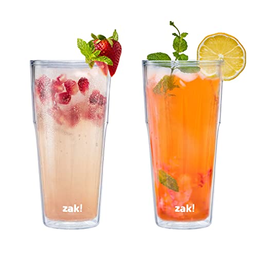 Zak Designs Insulated Plastic 25 Oz Tumbler Set Of 2, With Double-Wall Construction, Made With Durable And Non-Bpa Material For Hot And Cold Drinks At Home (Clear) #TOP1